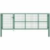 Topdeal Portail De Clôture De Jardin Avec Poteaux 350x100 Cm Acier Vert -Portail Soldes Boutique 52081943 1