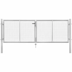 Topdeal Porte De Jardin Acier Galvanisé 306x125 Cm Argenté