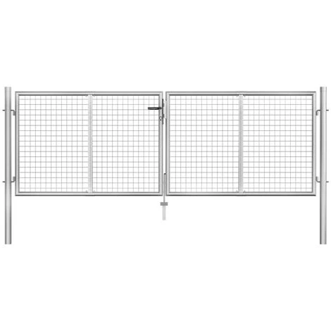 Topdeal Porte De Jardin Acier Galvanisé 306x125 Cm Argenté 3 Topdeal Porte De Jardin Acier Galvanisé 306x125 Cm Argenté