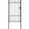 Topdeal Portillon Simple Porte Avec Dessus Arqué Acier 1x1,75 M Noir -Portail Soldes Boutique 52082740 1