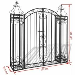 Topdeal Portillon Ornemental De Jardin Fer Forgé 122 X 20,5 X 134 Cm -Portail Soldes Boutique 52090335 5