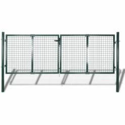 Topdeal Portail De Clôture Acier 306x150 Cm Vert