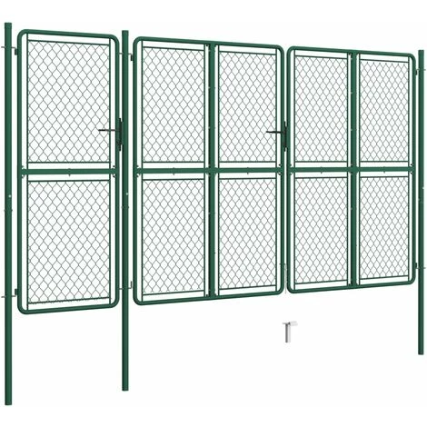 Topdeal Portail De Jardin Acier 175x395 Cm Vert 4 Topdeal Portail De Jardin Acier 175x395 Cm Vert – Image 2