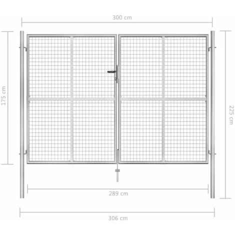 Topdeal Porte De Jardin Acier Galvanisé 306x225 Cm Argenté 7 Topdeal Porte De Jardin Acier Galvanisé 306x225 Cm Argenté – Image 5