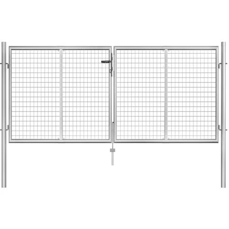 Topdeal Porte De Jardin Acier Galvanisé 306x150 Cm Argenté 3 Topdeal Porte De Jardin Acier Galvanisé 306x150 Cm Argenté
