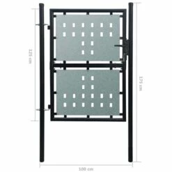 LITZEE Portail Simple De Clôture Noir 100x175 Cm # 9 LITZEE Portail Simple De Clôture Noir 100x175 Cm # -Portail Soldes Boutique 53645395 3