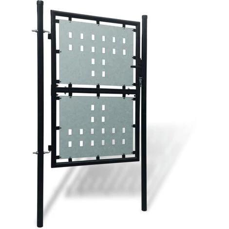 LITZEE Portail Simple De Clôture Noir 100x175 Cm # 7 LITZEE Portail Simple De Clôture Noir 100x175 Cm # – Image 5