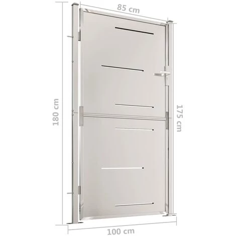 VidaXL Portail De Jardin 100x180 Cm Acier Inoxydable - Argent 5 VidaXL Portail De Jardin 100x180 Cm Acier Inoxydable - Argent – Image 3