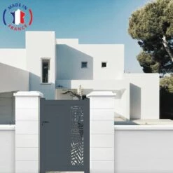 PACKIT Portillon Aluminium Découpe Laser En Kit Dimension L.1000 (entre Piliers) X H.1500 Mm Couleurs Gris (RAL 7016)