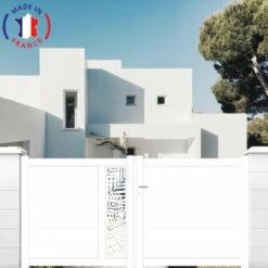PACKIT Portail Aluminium Battant Découpe Laser En Kit Dimension L.3000 (entre Piliers) X H.1500 Mm Couleurs Blanc (RAL 9010)