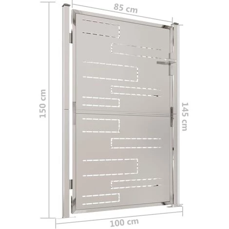 VidaXL Portail De Jardin 100x150 Cm Acier Inoxydable - Argent 5 VidaXL Portail De Jardin 100x150 Cm Acier Inoxydable - Argent – Image 3