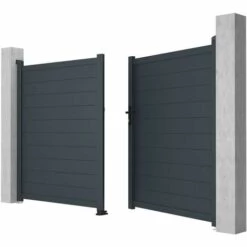 VENTE-UNIQUE.COM Portail Battant Aluminium Plein L305 X H181 Cm Anthracite NAZARIO - Gris Anthracite 10 VENTE-UNIQUE.COM Portail Battant Aluminium Plein L305 X H181 Cm Anthracite NAZARIO - Gris Anthracite -Portail Soldes Boutique 55881498 4