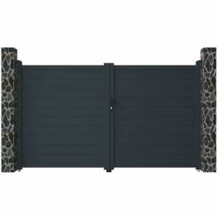 VENTE-UNIQUE.COM Portail Battant Aluminium Plein L305 X H181 Cm Anthracite NAZARIO - Gris Anthracite 11 VENTE-UNIQUE.COM Portail Battant Aluminium Plein L305 X H181 Cm Anthracite NAZARIO - Gris Anthracite -Portail Soldes Boutique 55881498 5