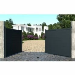 VENTE-UNIQUE.COM Portail Battant Aluminium Plein L355 X H166 Cm Anthracite NAZARIO - Gris Anthracite 9 VENTE-UNIQUE.COM Portail Battant Aluminium Plein L355 X H166 Cm Anthracite NAZARIO - Gris Anthracite -Portail Soldes Boutique 55881500 3