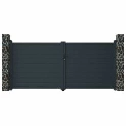 VENTE-UNIQUE.COM Portail Battant Aluminium Plein L355 X H166 Cm Anthracite NAZARIO - Gris Anthracite 11 VENTE-UNIQUE.COM Portail Battant Aluminium Plein L355 X H166 Cm Anthracite NAZARIO - Gris Anthracite -Portail Soldes Boutique 55881500 5