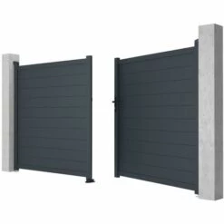 VENTE-UNIQUE.COM Portail Battant Aluminium Plein L355 X H181 Cm Anthracite NAZARIO - Gris Anthracite 10 VENTE-UNIQUE.COM Portail Battant Aluminium Plein L355 X H181 Cm Anthracite NAZARIO - Gris Anthracite -Portail Soldes Boutique 55881502 4