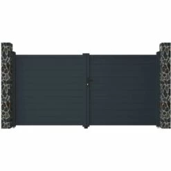 VENTE-UNIQUE.COM Portail Battant Aluminium Plein L355 X H181 Cm Anthracite NAZARIO - Gris Anthracite 11 VENTE-UNIQUE.COM Portail Battant Aluminium Plein L355 X H181 Cm Anthracite NAZARIO - Gris Anthracite -Portail Soldes Boutique 55881502 5