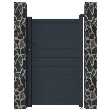 VENTE-UNIQUE.COM Portillon Battant Aluminium Plein L103 X H166 Cm Anthracite NAZARIO - Gris Anthracite 7 VENTE-UNIQUE.COM Portillon Battant Aluminium Plein L103 X H166 Cm Anthracite NAZARIO - Gris Anthracite – Image 5
