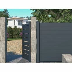 VENTE-UNIQUE.COM Portillon Battant Aluminium Ajouré L103 X H166 Cm Anthracite PRIMO - Gris Anthracite -Portail Soldes Boutique 55883597 3