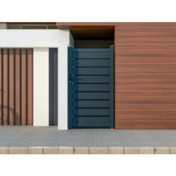 VENTE-UNIQUE.COM Portillon Battant Aluminium Ajouré L103 X H183 Cm Anthracite PRIMO - Gris Anthracite