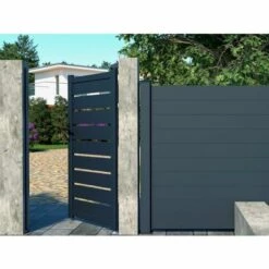 VENTE-UNIQUE.COM Portillon Battant Aluminium Ajouré L103 X H183 Cm Anthracite PRIMO - Gris Anthracite -Portail Soldes Boutique 55885024 3