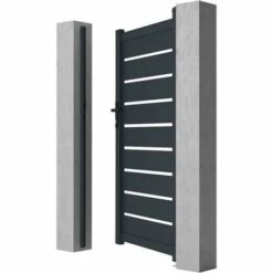 VENTE-UNIQUE.COM Portillon Battant Aluminium Ajouré L103 X H183 Cm Anthracite PRIMO - Gris Anthracite -Portail Soldes Boutique 55885024 4