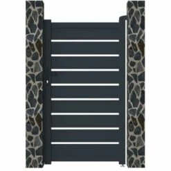 VENTE-UNIQUE.COM Portillon Battant Aluminium Ajouré L103 X H183 Cm Anthracite PRIMO - Gris Anthracite -Portail Soldes Boutique 55885024 5