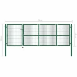 INLIFE Portail De Clôture De Jardin Avec Poteaux 350x100 Cm Acier Vert -Portail Soldes Boutique 56413710 5