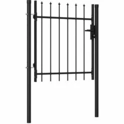 GROSMONDE 1x1 M Portillon Simple Porte Avec Dessus à Pointe Acier Noir -Portail Soldes Boutique 56624114 3