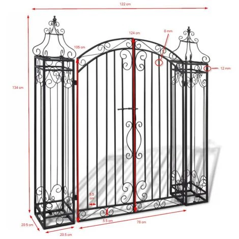 GROSMONDE 122 X 20,5 X 134 Cm Portillon Ornemental De Jardin Fer Forgé 4 GROSMONDE 122 X 20,5 X 134 Cm Portillon Ornemental De Jardin Fer Forgé – Image 2