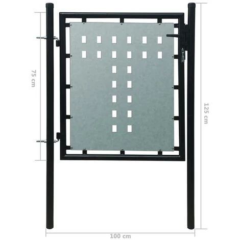 GROSMONDE 100x125 Cm Portail Simple De Cl?ture Noir 4 GROSMONDE 100x125 Cm Portail Simple De Cl?ture Noir – Image 2