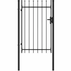 INLIFE Portillon Simple Porte Avec Dessus à Pointe Acier 1x1,5 M Noir -Portail Soldes Boutique 56630260 2