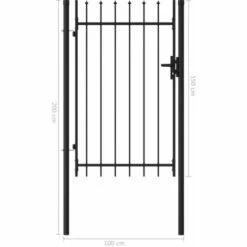 INLIFE Portillon Simple Porte Avec Dessus à Pointe Acier 1x1,5 M Noir -Portail Soldes Boutique 56630260 5