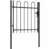 INLIFE Portillon Simple Porte Avec Dessus Arqué Acier 1x1 M Noir -Portail Soldes Boutique 56630937 1