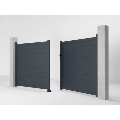 VENTE-UNIQUE.COM Portail électrique Battant Aluminium Plein L355 X H166 Cm Anthracite NAZARIO - Gris Anthracite 6 VENTE-UNIQUE.COM Portail électrique Battant Aluminium Plein L355 X H166 Cm Anthracite NAZARIO - Gris Anthracite – Image 4