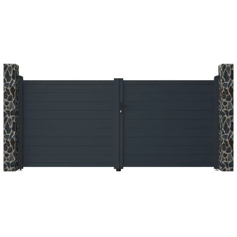 VENTE-UNIQUE.COM Portail électrique Battant Aluminium Plein L355 X H166 Cm Anthracite NAZARIO - Gris Anthracite 7 VENTE-UNIQUE.COM Portail électrique Battant Aluminium Plein L355 X H166 Cm Anthracite NAZARIO - Gris Anthracite – Image 5