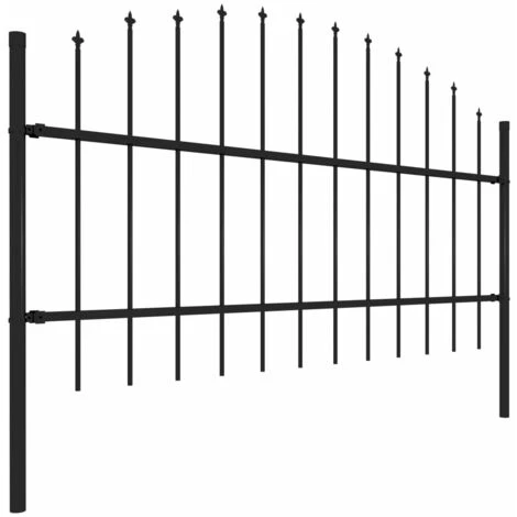 INLIFE 144941 Garden Fence With Spear Top Steel 1,7 M Black 4 INLIFE 144941 Garden Fence With Spear Top Steel 1,7 M Black – Image 2