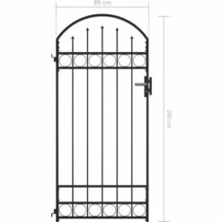 INLIFE Portail De Jardin Avec Dessus Arqué Acier 89x200 Cm Noir -Portail Soldes Boutique 58276340 5