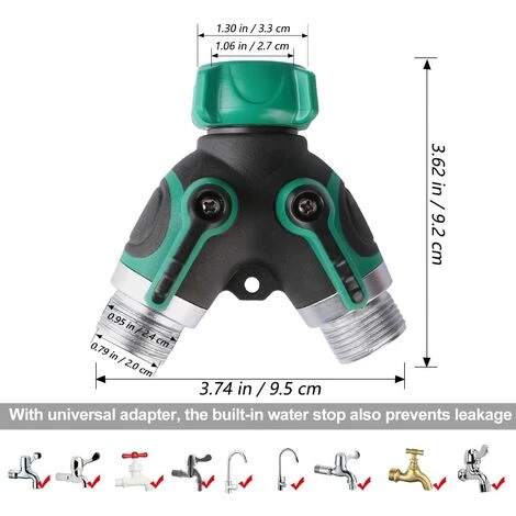GRID COOL Séparateur De Tuyau à 2 Voies, Garden Robinets à Eau De Connecteur De Tuyau à 2 Voies Distributeur 2 Voies Avec Poignée Réglable Et Verrouillable 4 GRID COOL Séparateur De Tuyau à 2 Voies, Garden Robinets à Eau De Connecteur De Tuyau à 2 Voies Distributeur 2 Voies Avec Poignée Réglable Et Verrouillable – Image 2