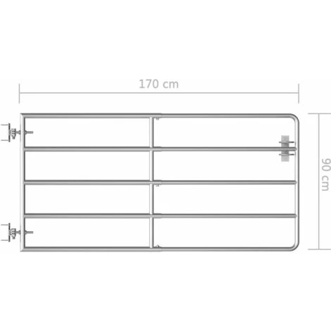 Topdeal Portillon à 5 Barres Acier (95-170)x90 Cm Argenté FF145985_FR 7 Topdeal Portillon à 5 Barres Acier (95-170)x90 Cm Argenté FF145985_FR – Image 5