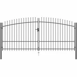 Topdeal Double Portail Avec Haut Sous Forme De Lance 400 X 225 Cm FF145741_FR