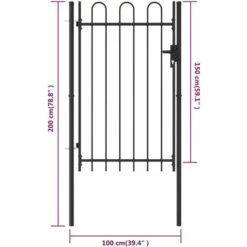 INLIFE Portillon Simple Porte Avec Dessus Arqué Acier 1x1,5 M Noir -Portail Soldes Boutique 60302947 5