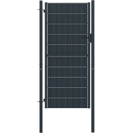 INLIFE Portail De Clôture PVC Et Acier 100x204 Cm Anthracite 3 INLIFE Portail De Clôture PVC Et Acier 100x204 Cm Anthracite