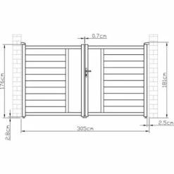 VENTE-UNIQUE.COM Portail Battant Aluminium Semi Ajouré à Motifs L305 X H181 Cm Anthracite GREGOR - Gris Anthracite -Portail Soldes Boutique 60712295 5