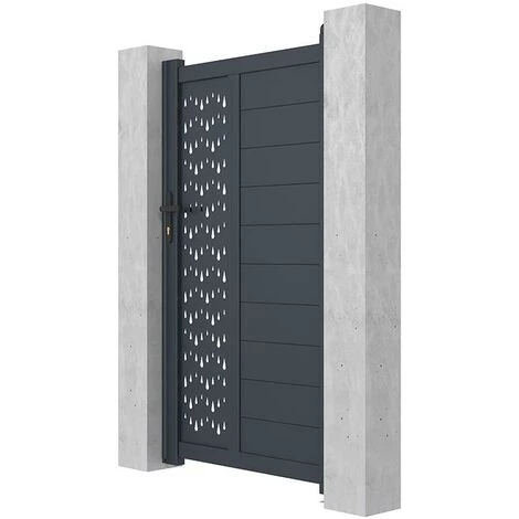 VENTE-UNIQUE.COM Portillon Battant Aluminium Semi Ajouré à Motifs L103 X H181 Cm Anthracite GREGOR - Gris Anthracite 5 VENTE-UNIQUE.COM Portillon Battant Aluminium Semi Ajouré à Motifs L103 X H181 Cm Anthracite GREGOR - Gris Anthracite – Image 3