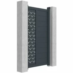 VENTE-UNIQUE.COM Portillon Battant Aluminium Semi Ajouré à Motifs L103 X H181 Cm Anthracite GREGOR - Gris Anthracite 10 VENTE-UNIQUE.COM Portillon Battant Aluminium Semi Ajouré à Motifs L103 X H181 Cm Anthracite GREGOR - Gris Anthracite -Portail Soldes Boutique 60712364 4