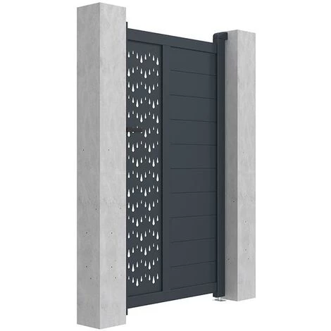 VENTE-UNIQUE.COM Portillon Battant Aluminium Semi Ajouré à Motifs L103 X H181 Cm Anthracite GREGOR - Gris Anthracite 6 VENTE-UNIQUE.COM Portillon Battant Aluminium Semi Ajouré à Motifs L103 X H181 Cm Anthracite GREGOR - Gris Anthracite – Image 4