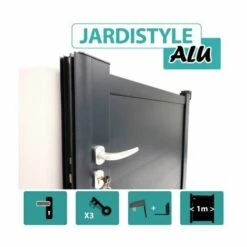 CLOTURE & JARDIN Portillon Aluminium Gris Anthracite - Plein - 1,40 Mètre - Gris Anthracite (RAL 7016)