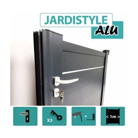 CLOTURE & JARDIN Portillon Aluminium Gris Anthracite - Plein Avec Liseré - 1,40 Mètre - Gris Anthracite (RAL 7016) 3 CLOTURE & JARDIN Portillon Aluminium Gris Anthracite - Plein Avec Liseré - 1,40 Mètre - Gris Anthracite (RAL 7016)