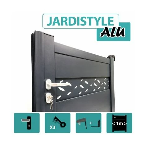 CLOTURE & JARDIN Portillon Aluminium Gris Anthracite - Design - 1,40 Mètre - Gris Anthracite (RAL 7016) 3 CLOTURE & JARDIN Portillon Aluminium Gris Anthracite - Design - 1,40 Mètre - Gris Anthracite (RAL 7016)